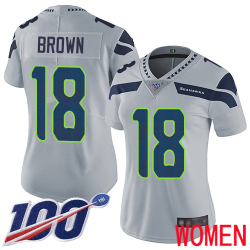 Seattle Seahawks Limited Grey Women Jaron Brown Alternate Jersey NFL Football 18 100th Season Vapor Untouchable